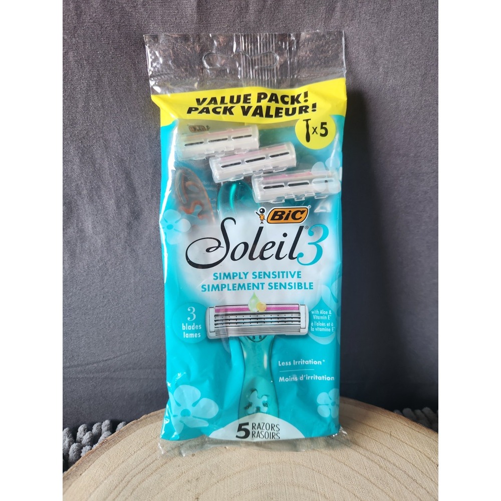BIC Soleil Simply Sensitive Women's Disposable 3‎ Blade Razors, Soothing 5pk